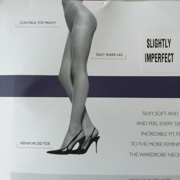 Silky Reflections Jet Black Control Top Hosiery - Picture 4 of 6